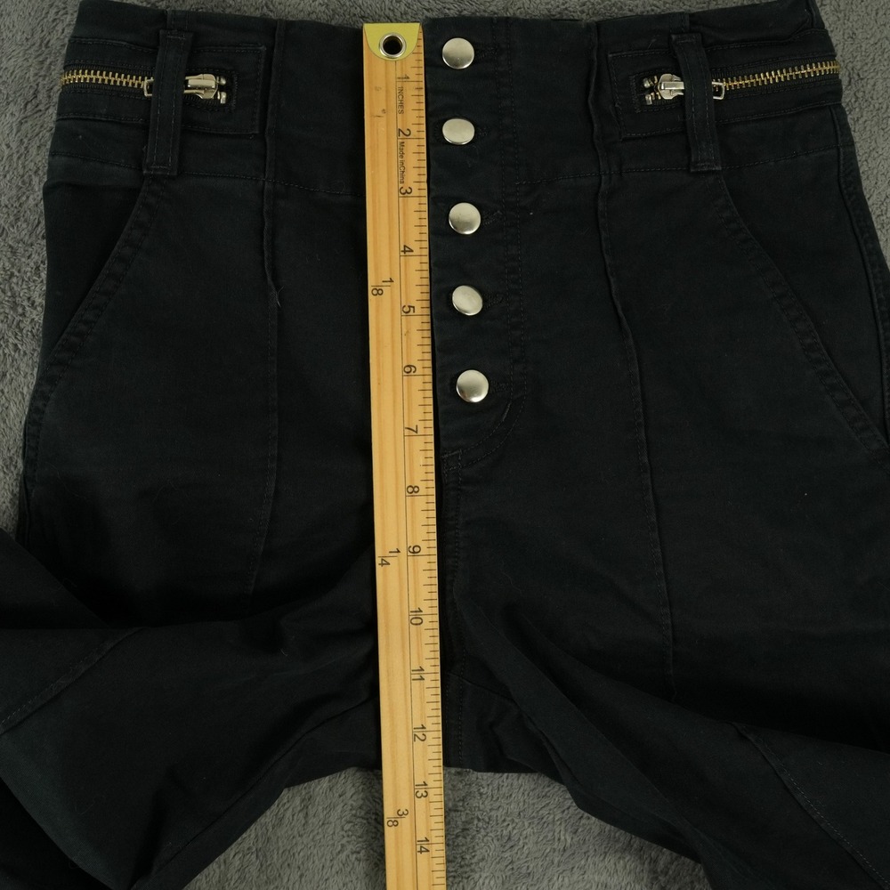 A.L.C. Ezra Twill Pants Womens 2 Black High Rise Button Fly Ankle Zip Skinny - Picture 10 of 10